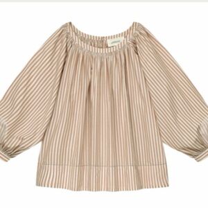 THE GREAT. Women's Tan Striped Blouse